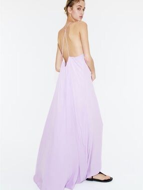 H&M A-Line LOW BACK  LINED  Viscose Maxi Dress Size M (light Purple) NWT